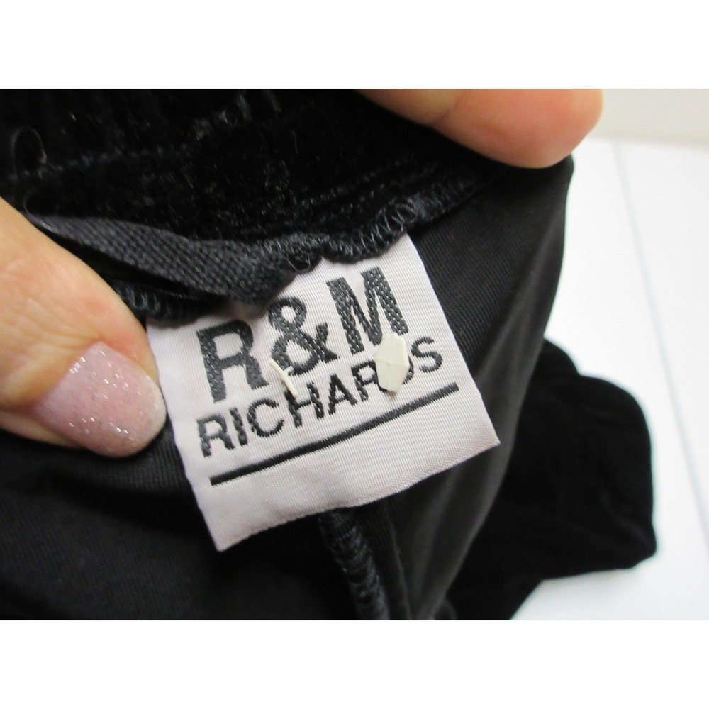 R&M Richards Pant Set Womens Size 14 Floral Velvet 2pc Evening Party Event Black - Picture 8 of 12